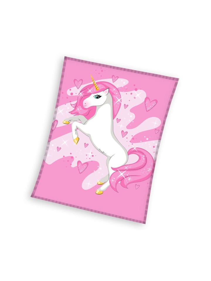 Pink Heart Fleece Decke 150x200cm