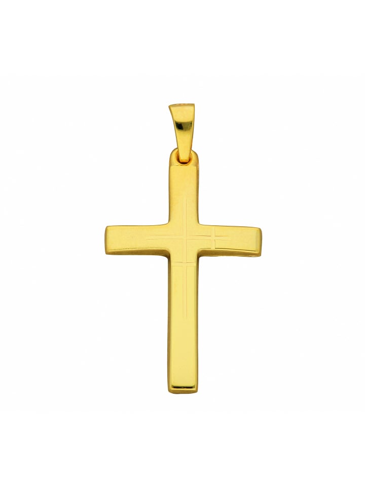 Damen & Herren 585 Gold Kreuz Anhänger in gold