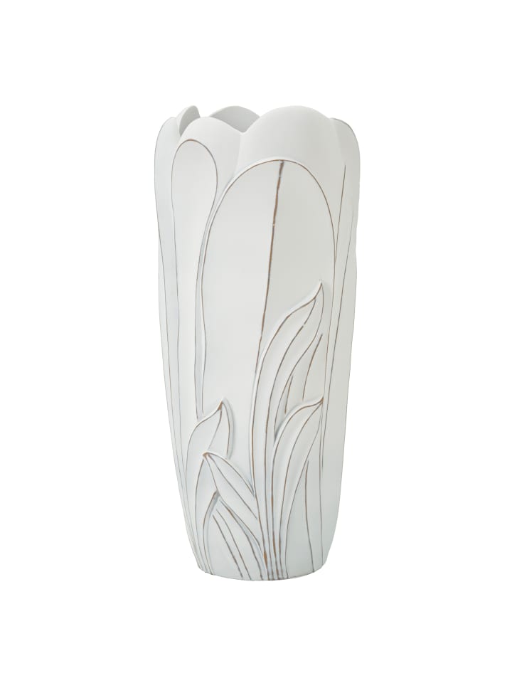 Weiße Harzvase Ø 30,5x69 cm.