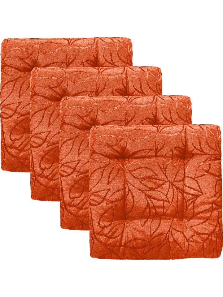 Jacquard, Baumwollmischung Outdoor-Stuhlkissen 4er-Pack Terrassa in orange