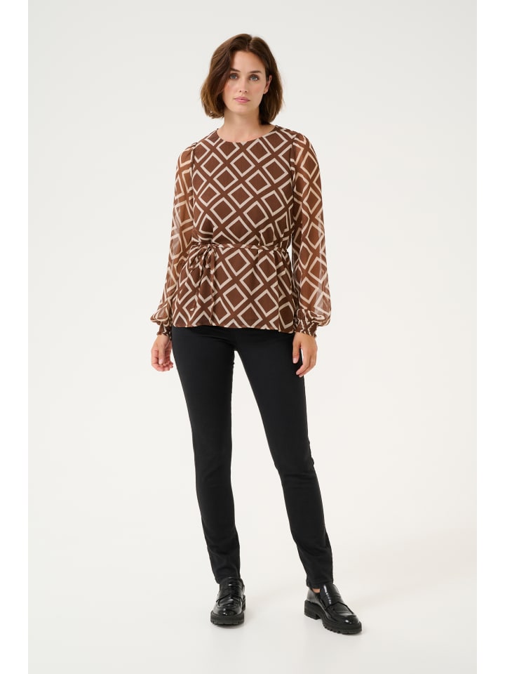 Langarm-Bluse KAiben Regular fit in Brown/Turtledove Graphic