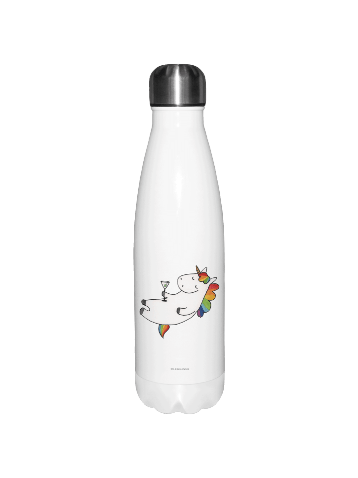 Wasserflasche Einhorn Blümchentail ohne Spruch in Weiß