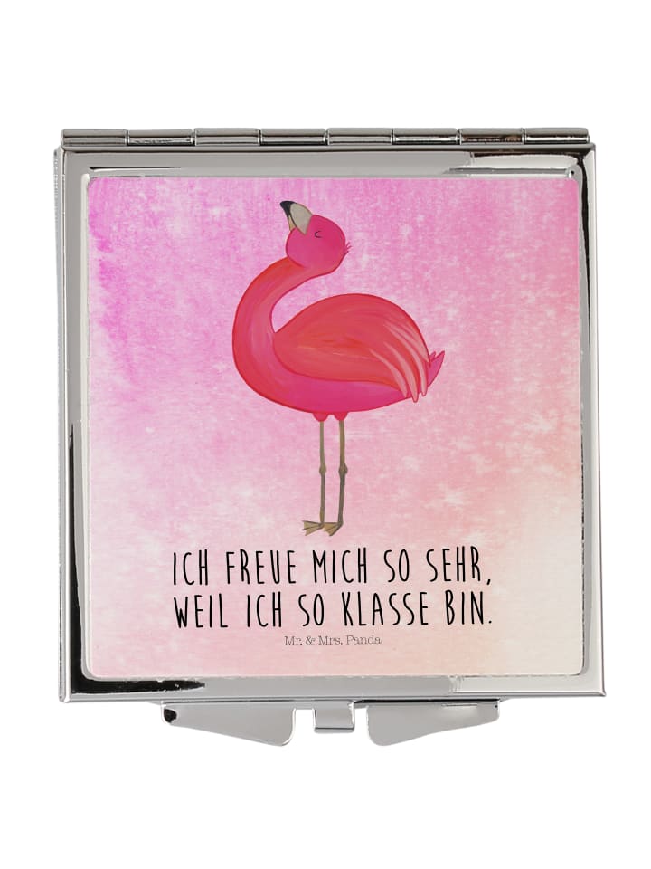 Schminkspiegel Flamingo Stolz mit Spruch in Aquarell Pink