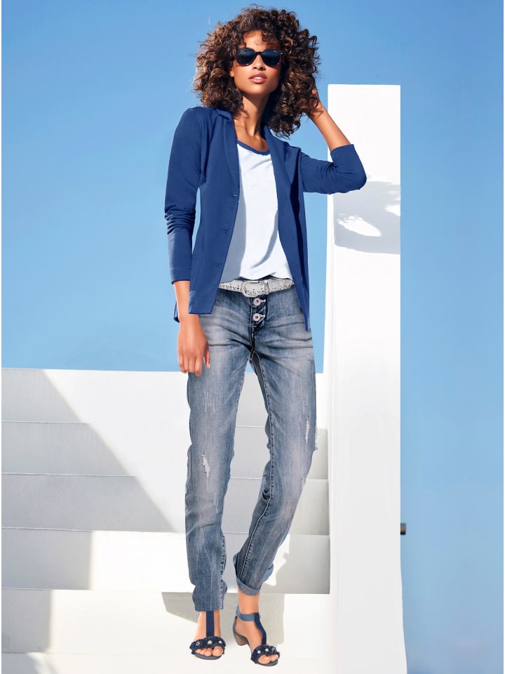 Jersey-Blazer in royalblau