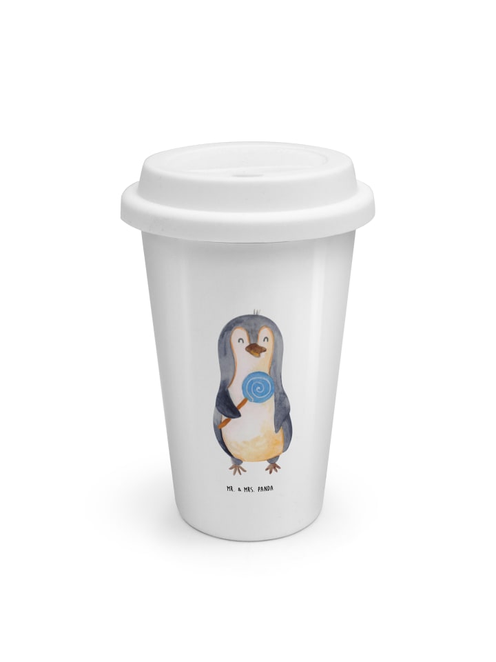 Kaffeebecher To Go Pinguin Lolli ohne Spruch in Weiß