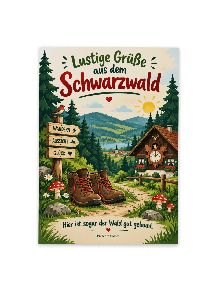 Grußkarte Landschaft humorvoll Design mit Spruch in Weiß