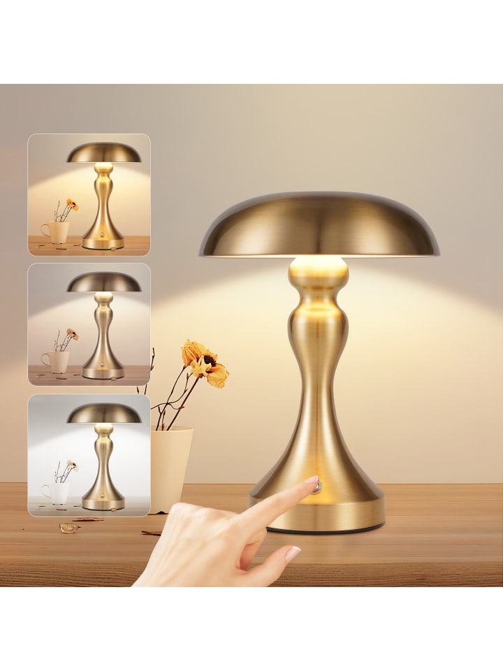 Tischleuchte LED in gold 1800 mAh Touch Dimmbar