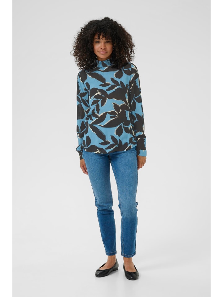 Bluse langarm KAamber Regular fit in Windward Blue/Black Flower