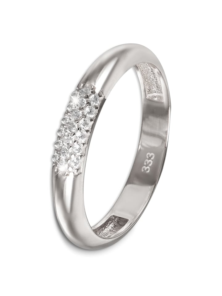 Ring Gold 333 Weißgold - 8 Karat 3-reihig Zirkonia Größe 56 (17,8)