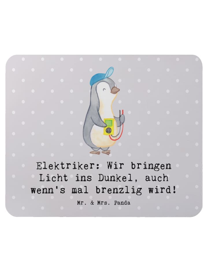 Maus-Pad Elektriker Lichtbringer mit Spruch in Grau Pastell