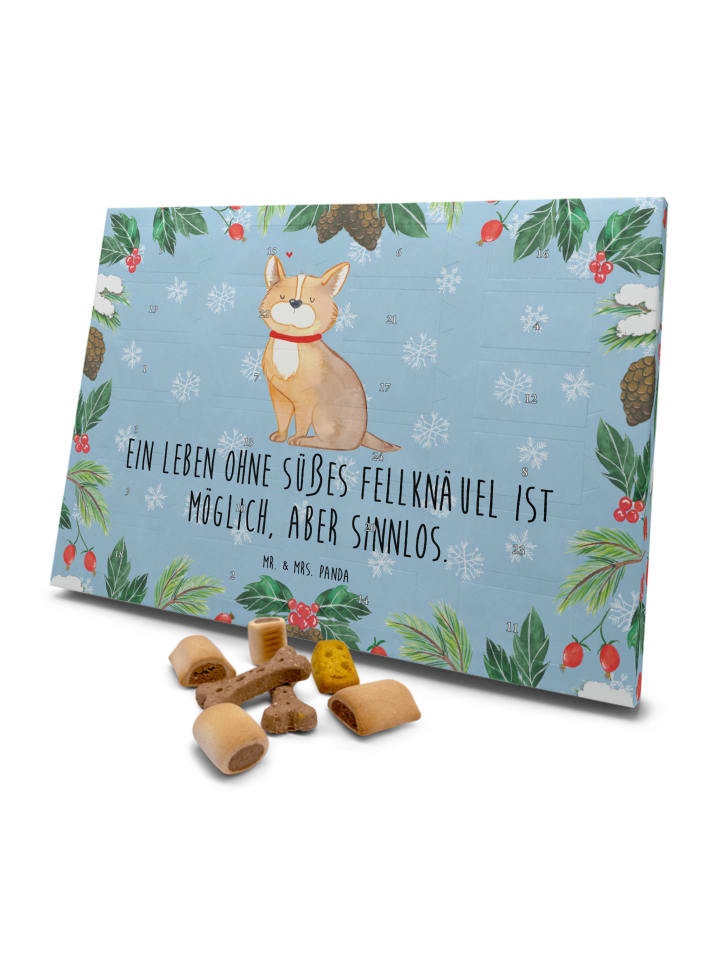 Adventskalender Hund Hund Glück mit Spruch in Eisblau