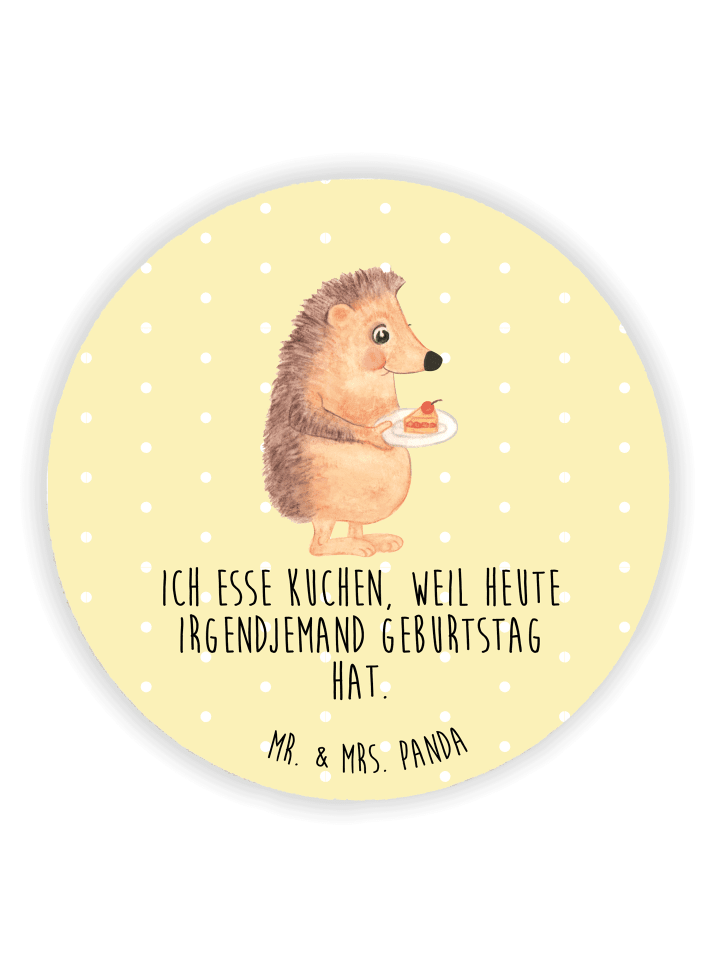 pinnwand magnet Igel Kuchenstück mit Spruch in Gelb Pastell