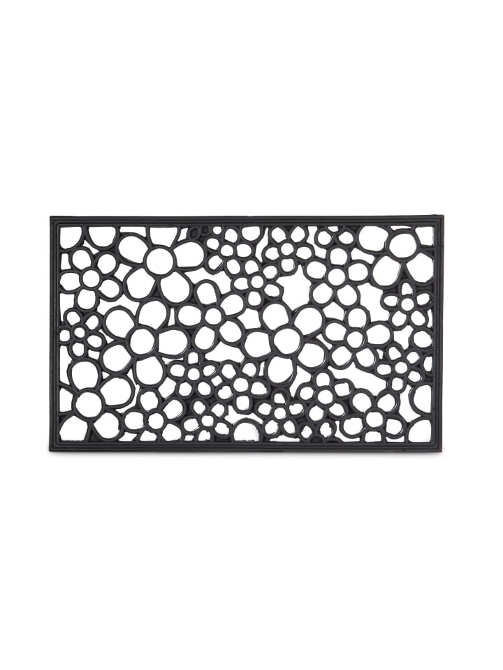 Fußabtreter Blumen in Schwarz - (B)75 x (T)45 cm
