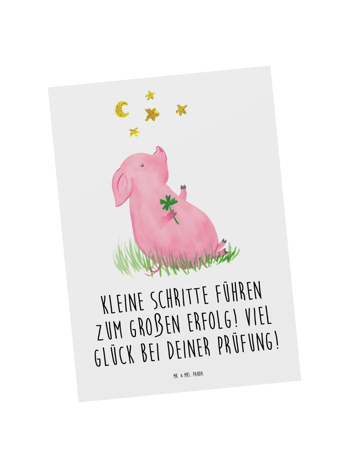 Postkarte Prüfungen bestehen mit Spruch in Weiß