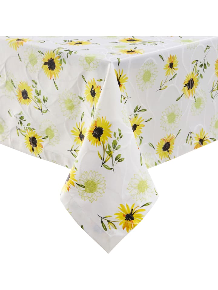 Baumwollmischung Tischdecke Sonnenblume in gelb