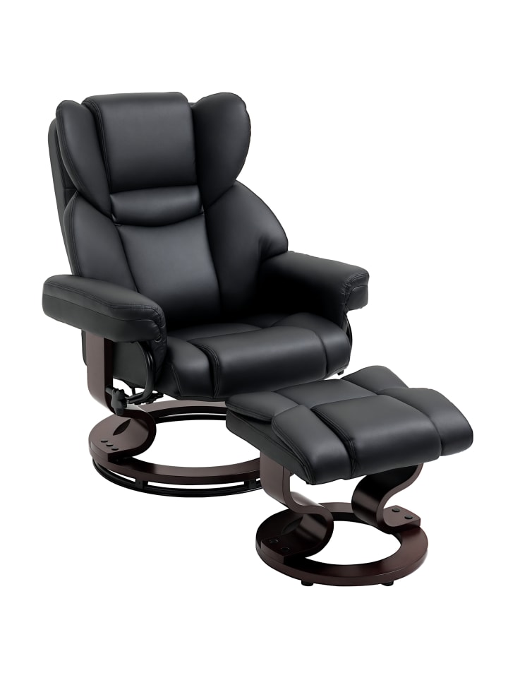 Relaxsessel mit Hocker in Schwarz 80L x 79B x 100H cm