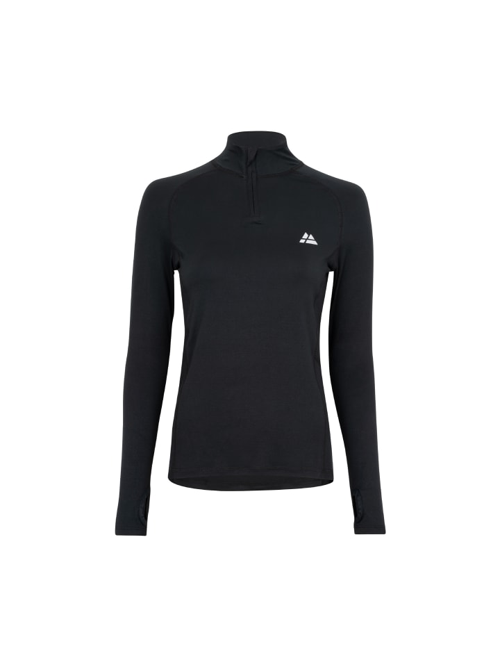 Langarmshirt Half Zip in schwarz