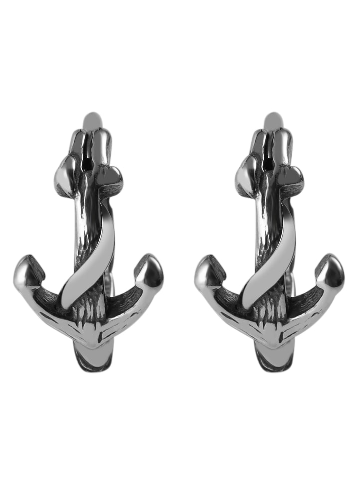 Unisex Ohrringe – Klappcreole aus Edelstahl in silber
