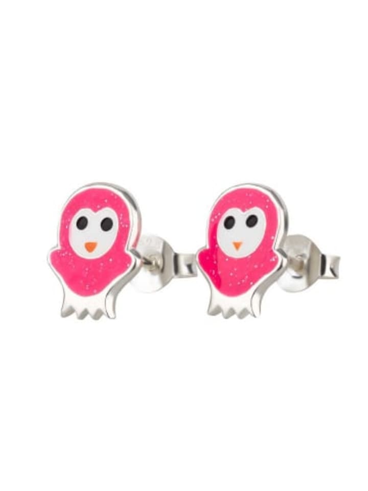 Ohrringe 925 Silber Eule in Pink