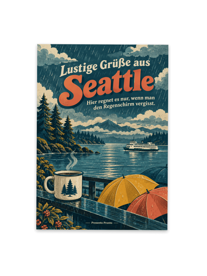 Ansichtskarte Hafen retro Design mit Spruch in Weiß