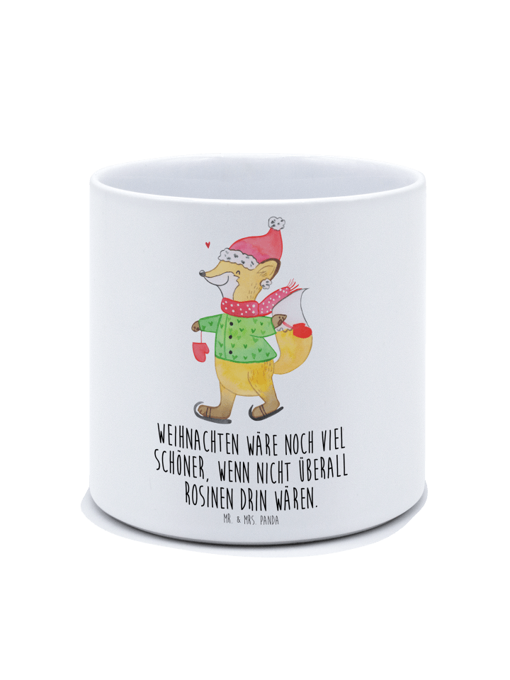 Blumentopf Groß Fuchs Schlittschuhe mit Spruch in Weiß