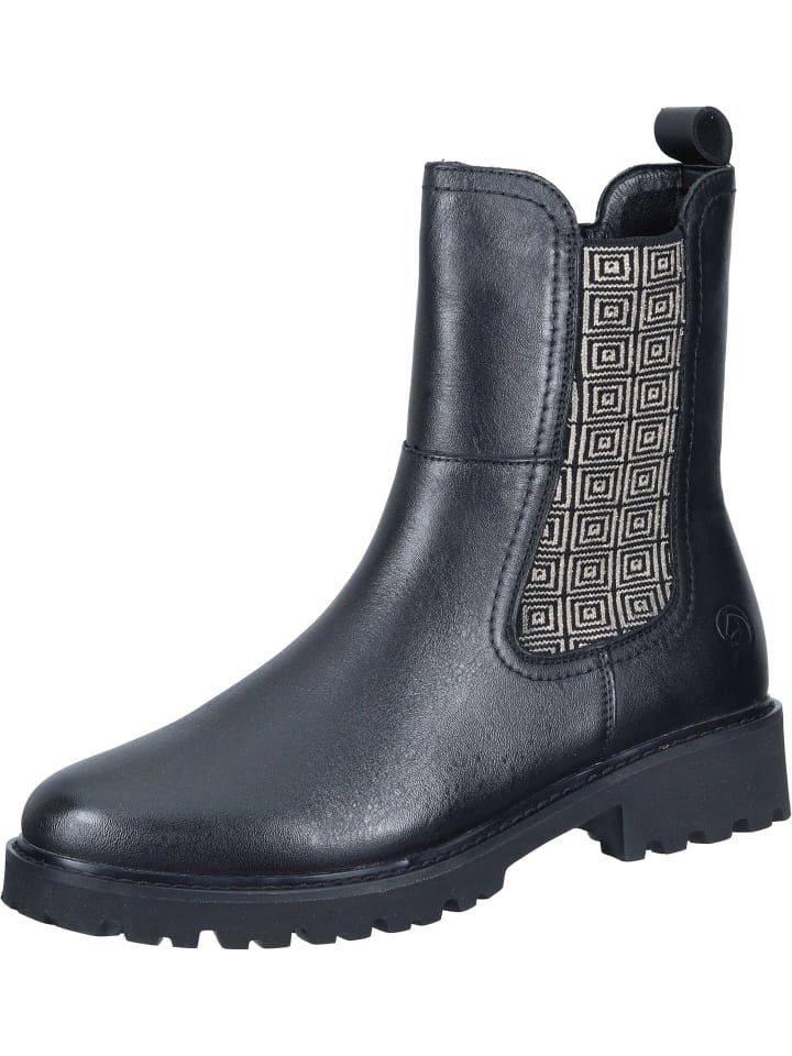 Chelsea Boots, Freizeit Stiefeletten in schwarz/schwarz-gold/schwarz