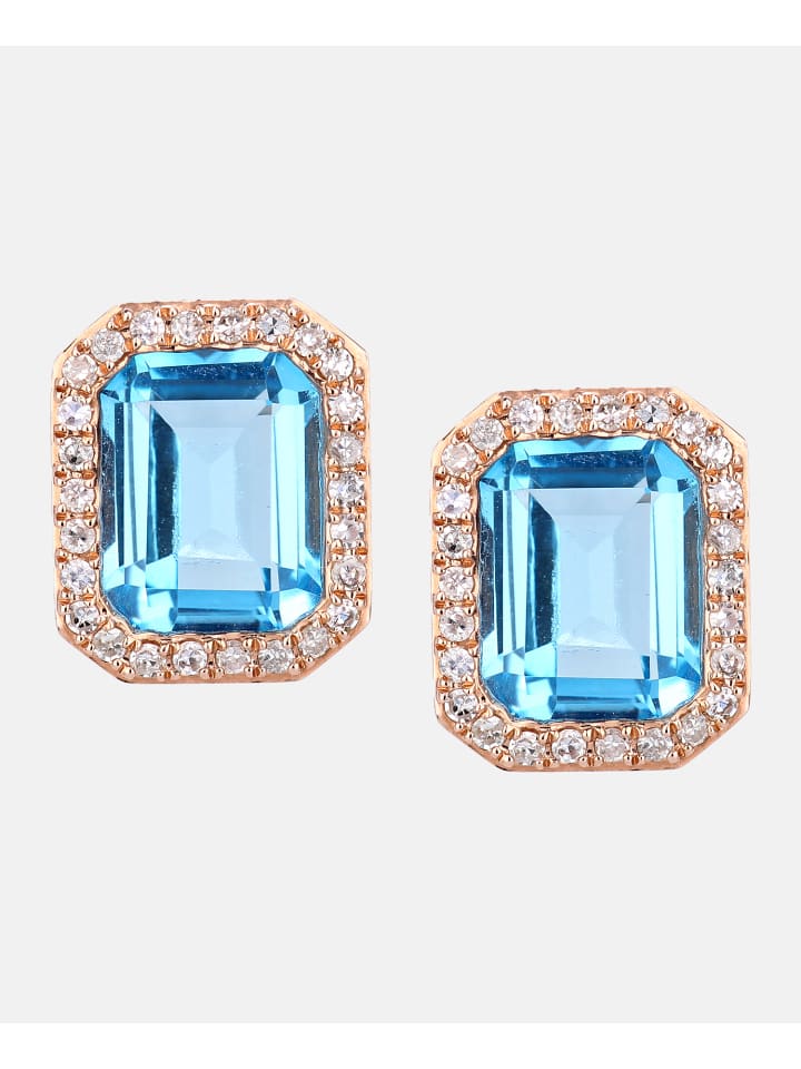 Ohrstecker aus 375 Roségold mit Diamant mit Topas