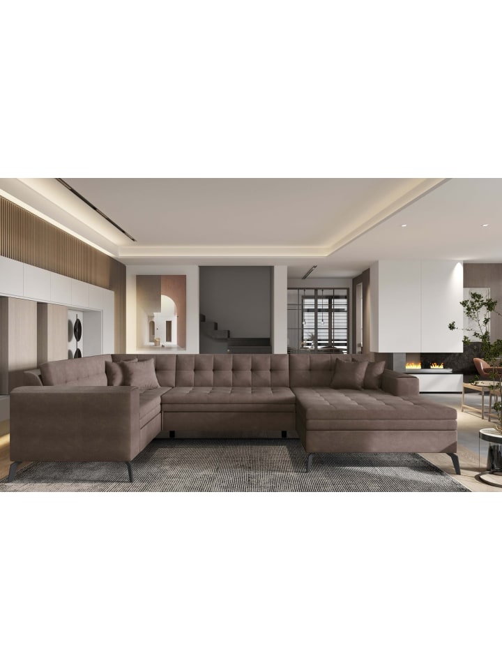 Monton Recamiere Rechts in Braun - (L) 180 x (B) 340 x (H) 93 cm