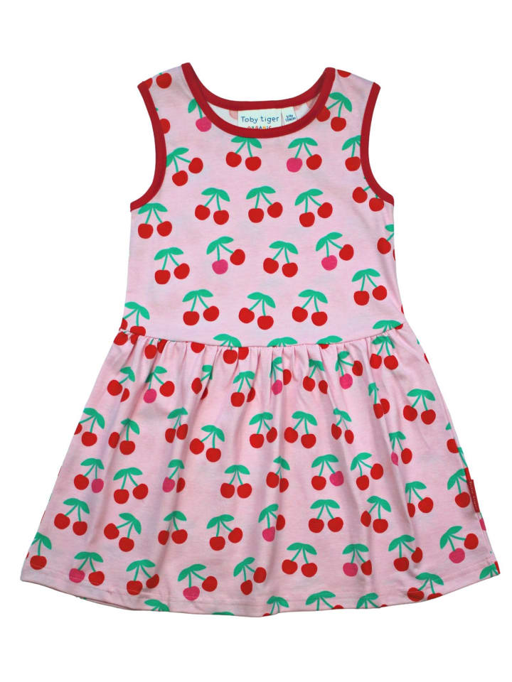 Kinder Kleid mit Kirschen Print in rosa