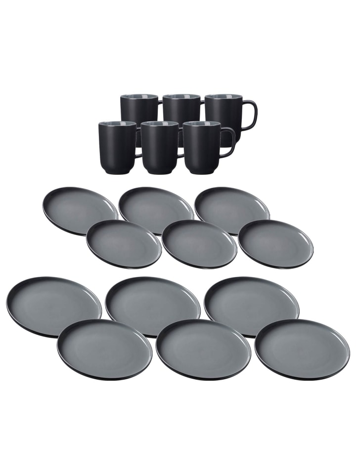 18er Set Tafelservice Jasper in Schwarz