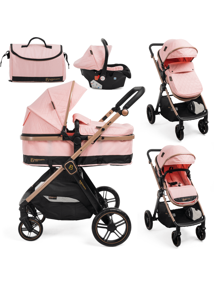 3 in 1 Kinderwagen Set Kombikinderwagen - Iris in Rosa