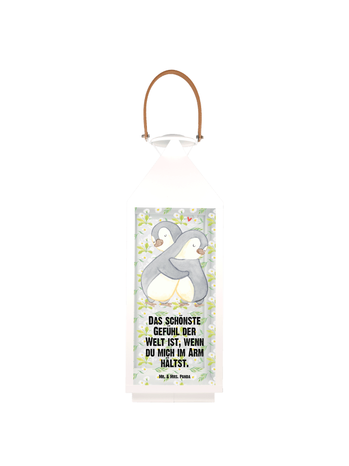 Kerzenständer Pinguine Kuscheln mit Spruch in Transparent