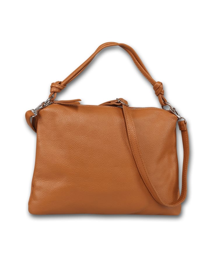 Leder Schultertasche Toscanto Tasche tan, hellbraun ca. 37cm