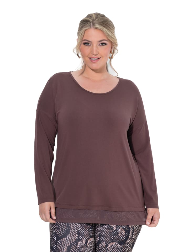 Langarmshirt in haselnussbraun