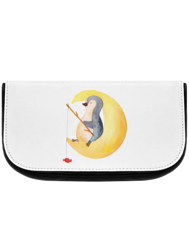 Kosmetiktasche Pinguin Mond ohne Spruch in Weiß