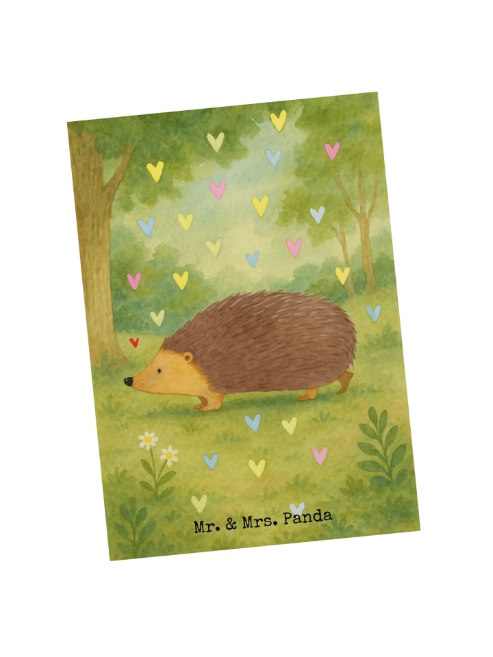 Postkarte Igel Herzen Design ohne Spruch in Weiß