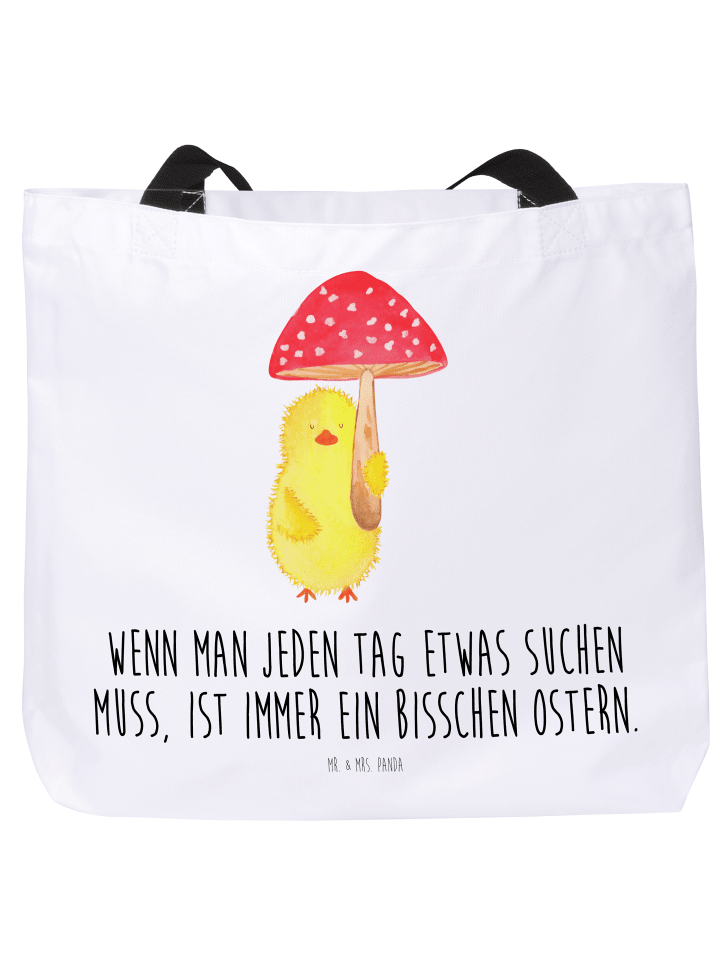 Tasche Küken Fliegenpilz mit Spruch in Weiß
