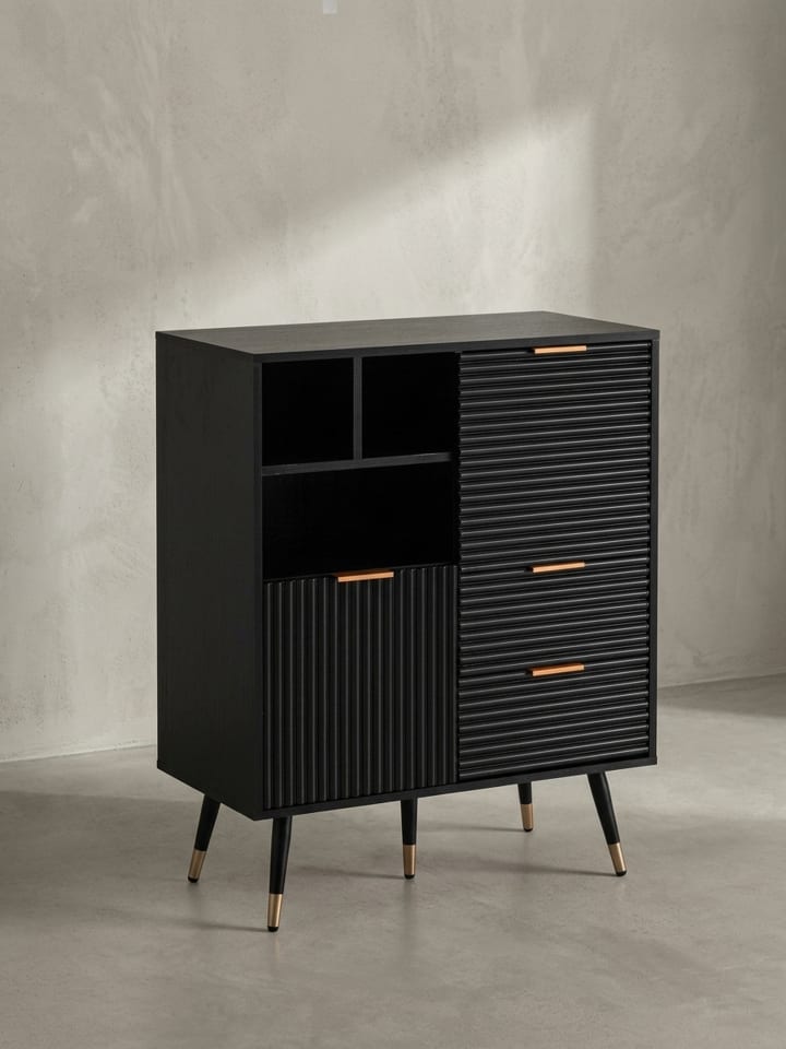 Sideboard 77x97x40 cm Anrichte mit Eiche-Dekor, Kommode mit