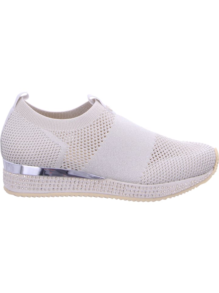 Slipper in beige/silver knitted