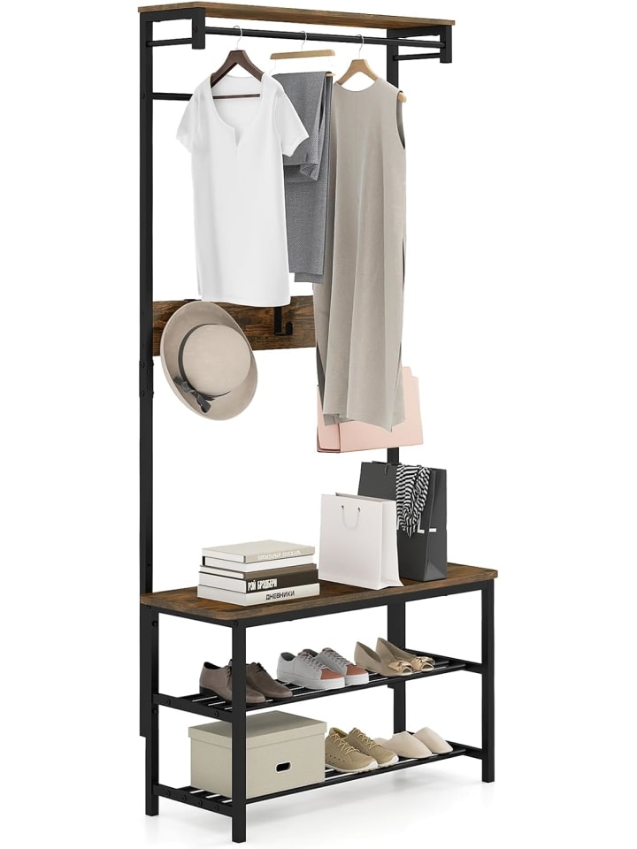 Garderobenständer 5-in-1 80 × 32 × 169 cm in Braun