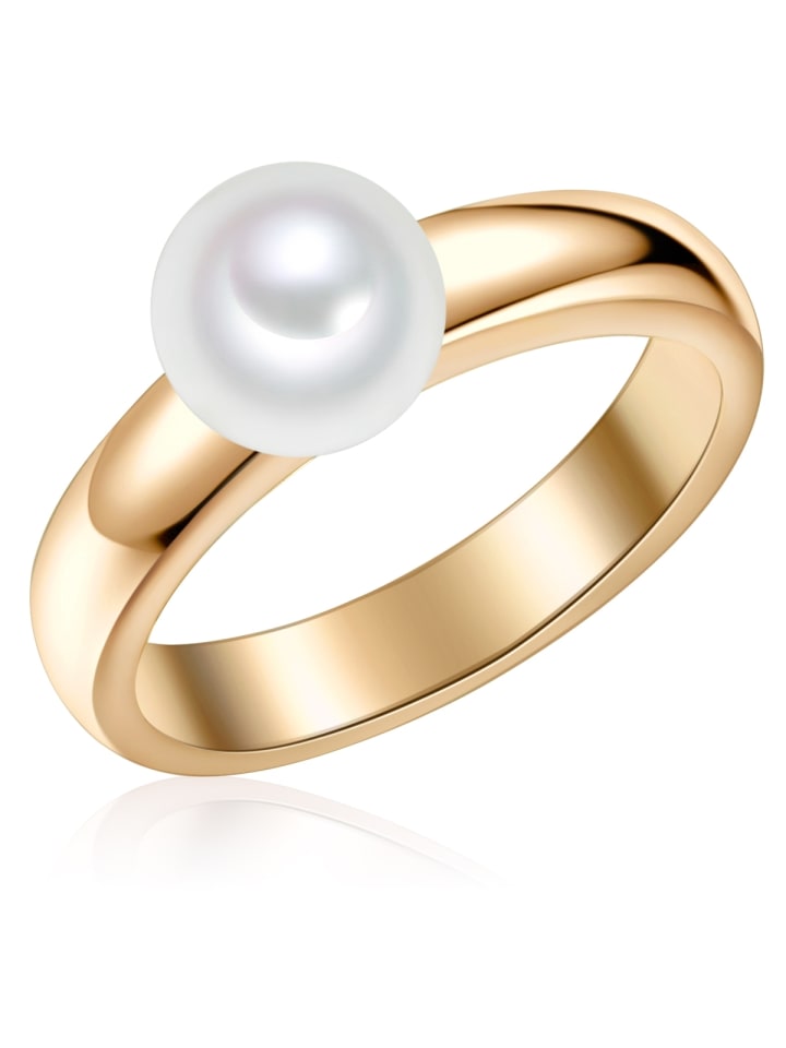 Ring aus Sterling Silber mit Süßwasser-Zuchtperle in gelbgold