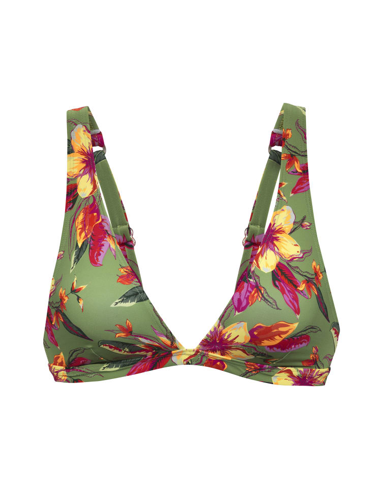 Triangel-Bikini-Top in salbei-pink bedruckt
