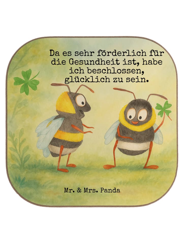 Tischuntersetzer Hummeln Kleeblatt Design mit S... in Weiß