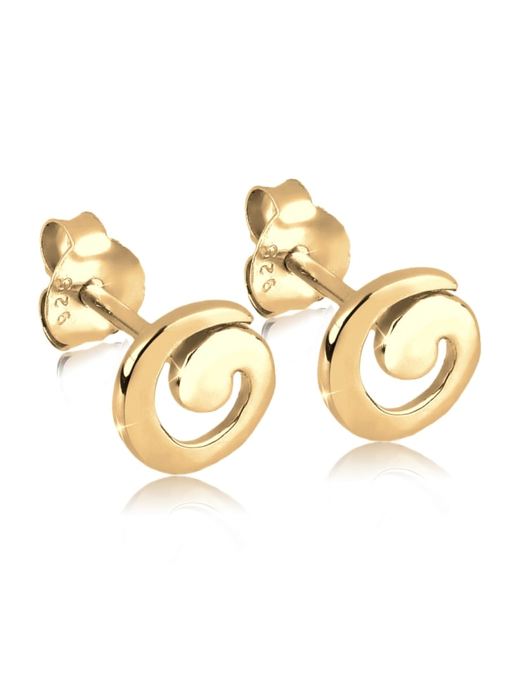 Ohrringe 925 Sterling Silber Spirale in Gold