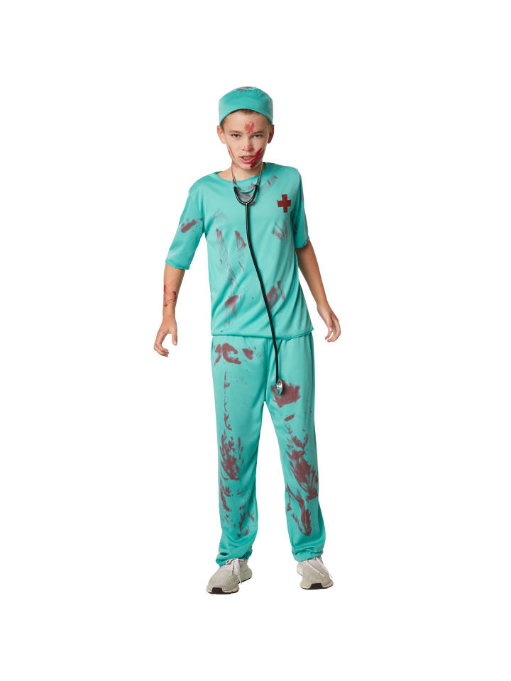 Arzt, auch Mediziner, in grün, Gr. 116 (5-6 Jahre), Inkl. Arztmütze