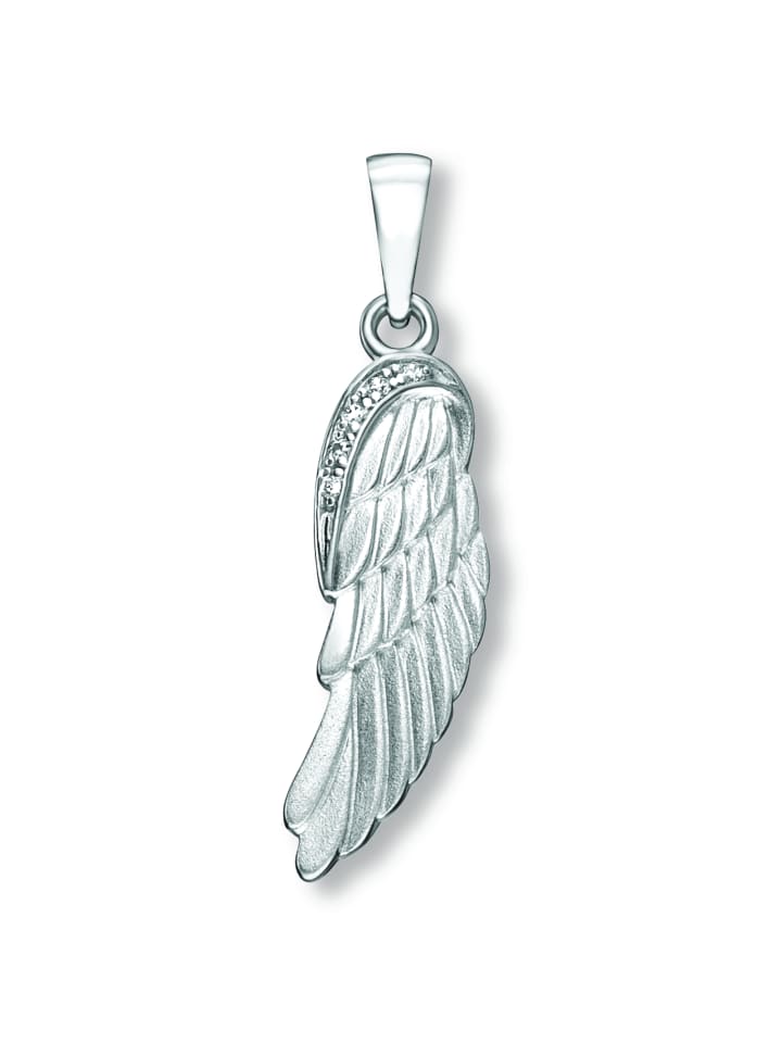 Zirkonia Engelsflügel Anhänger aus 925 Silber in silber