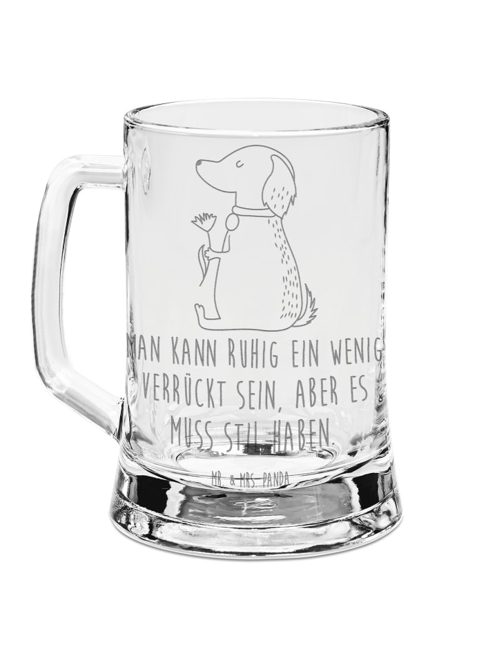 Bierseidel Hund Blume mit Spruch in Transparent