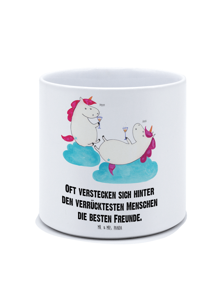 Pflanzkübel Einhorn Sekt mit Spruch in Weiß