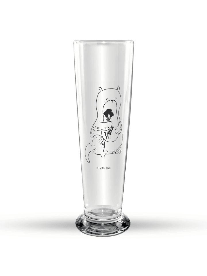 Bierglas Otter Blumenstrauß ohne Spruch in Transparent