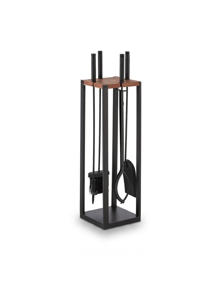 5-tlg. Kaminbesteck-Set in Schwarz/ Braun